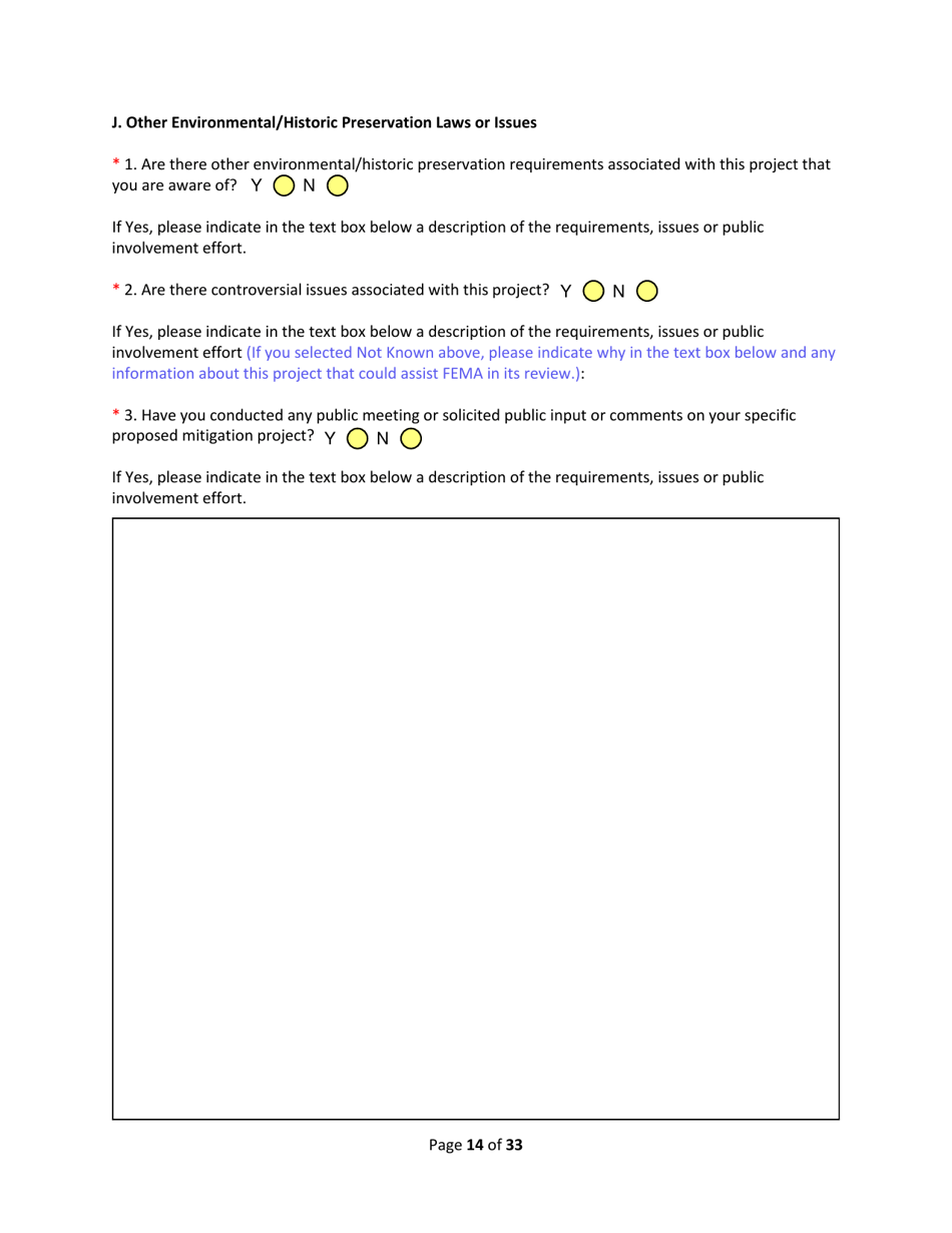 SD Form 2350 South Dakota Hazard Mitigation Application Part II - Environmental / Historic Preservation Questionnaire - South Dakota, Page 14