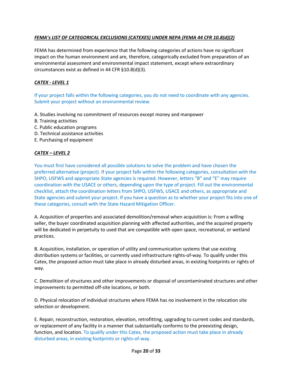 SD Form 2350 South Dakota Hazard Mitigation Application Part II - Environmental / Historic Preservation Questionnaire - South Dakota, Page 20
