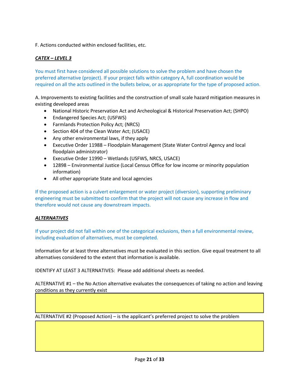 SD Form 2350 South Dakota Hazard Mitigation Application Part II - Environmental / Historic Preservation Questionnaire - South Dakota, Page 21