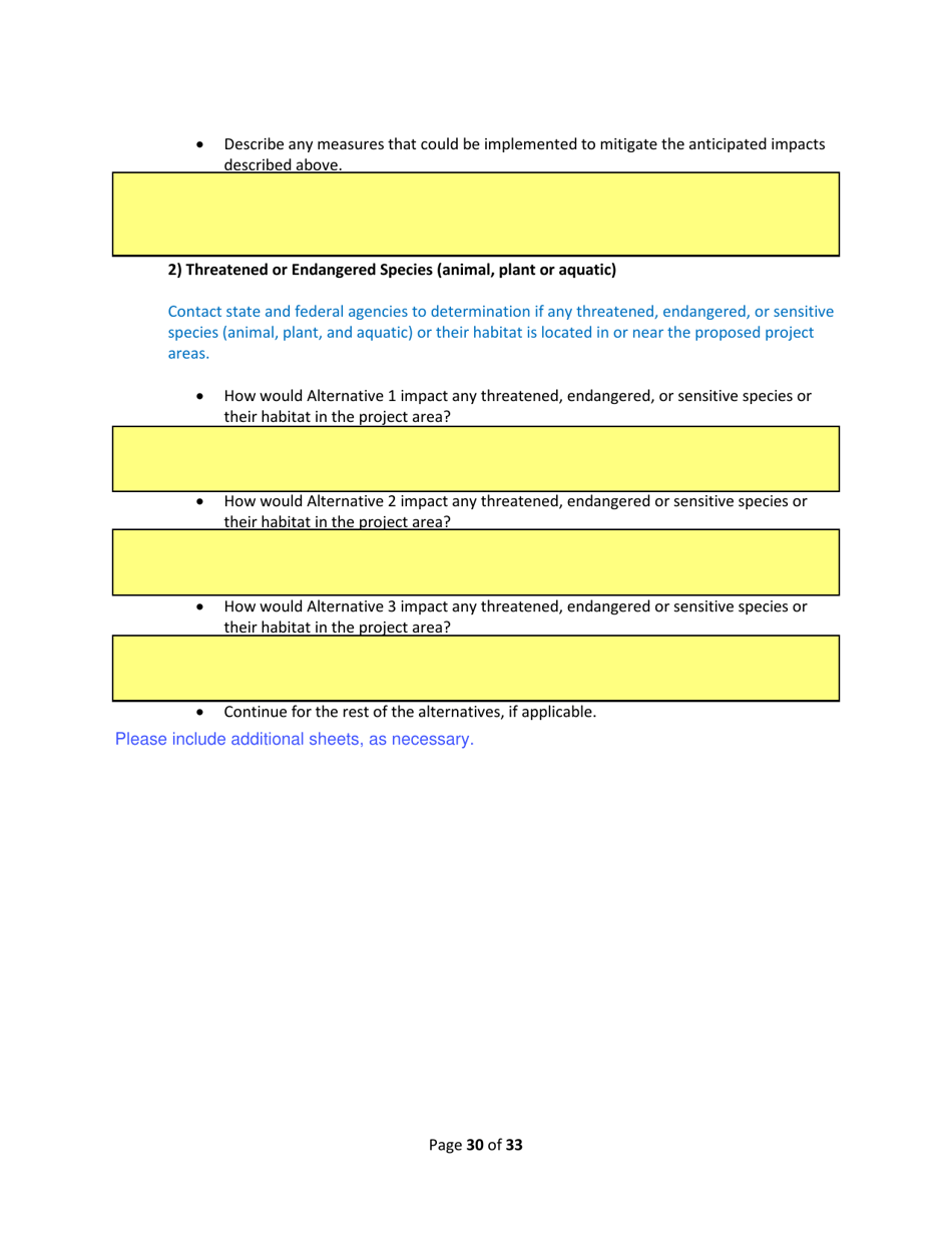 SD Form 2350 South Dakota Hazard Mitigation Application Part II - Environmental / Historic Preservation Questionnaire - South Dakota, Page 30