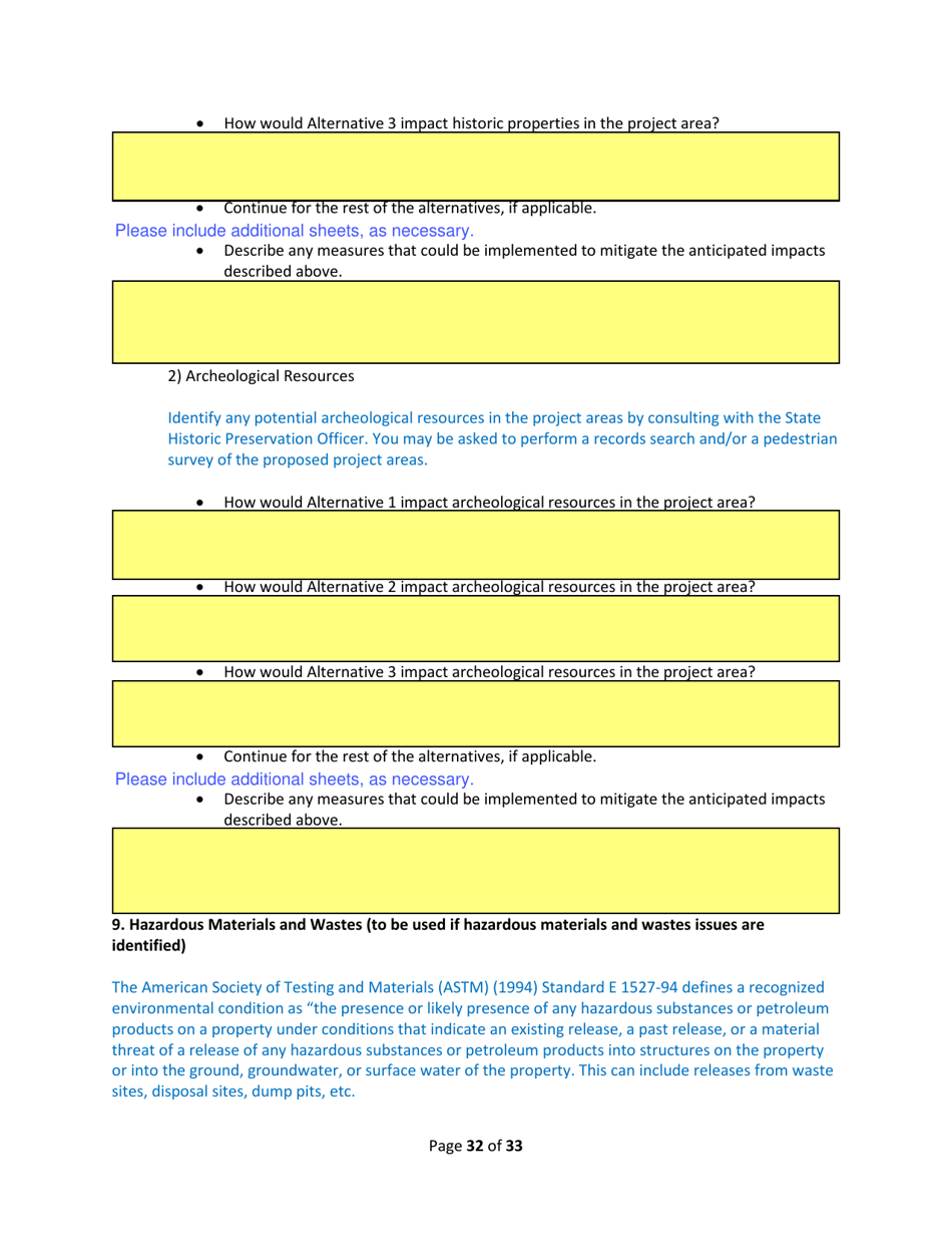 SD Form 2350 South Dakota Hazard Mitigation Application Part II - Environmental / Historic Preservation Questionnaire - South Dakota, Page 32