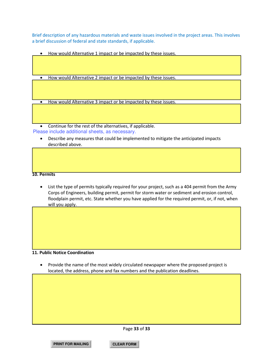SD Form 2350 South Dakota Hazard Mitigation Application Part II - Environmental / Historic Preservation Questionnaire - South Dakota, Page 33