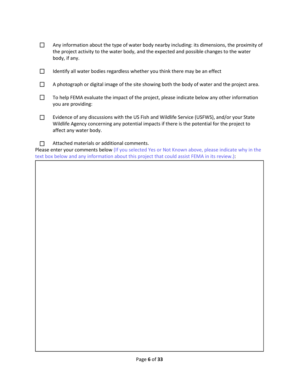 SD Form 2350 South Dakota Hazard Mitigation Application Part II - Environmental / Historic Preservation Questionnaire - South Dakota, Page 6