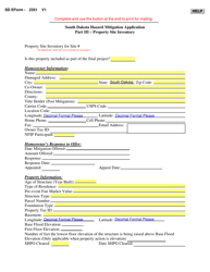 SD Form 2351 Part III South Dakota Hazard Mitigation Application - Property Site Inventory - South Dakota