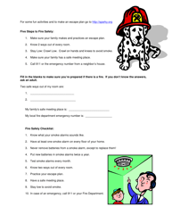 Document preview: Kids' Fire Safety Page - South Dakota