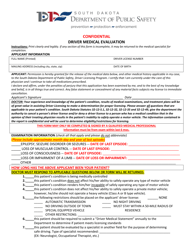 Document preview: Driver Medical Evaluation - South Dakota