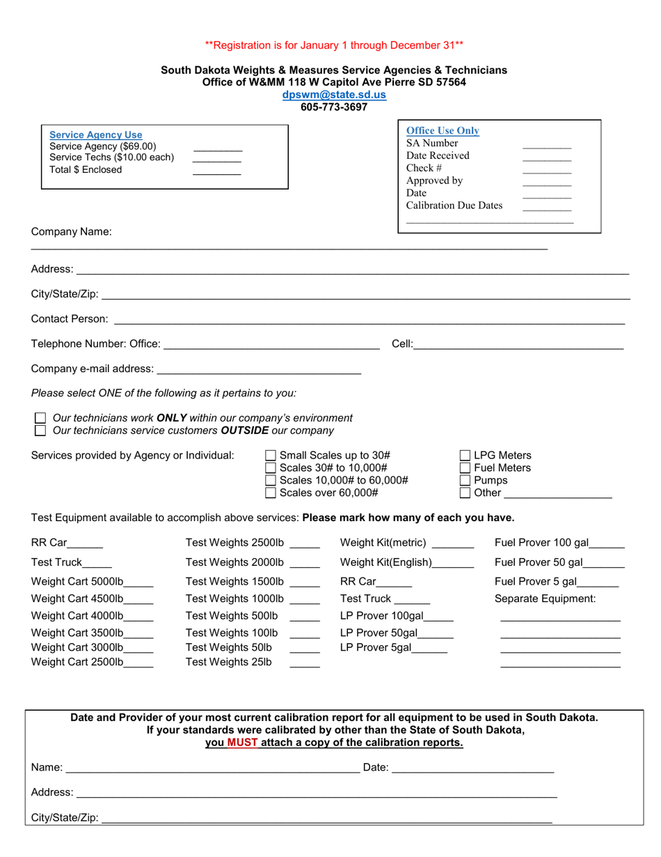 Application for Voluntary Registration - South Dakota, Page 1