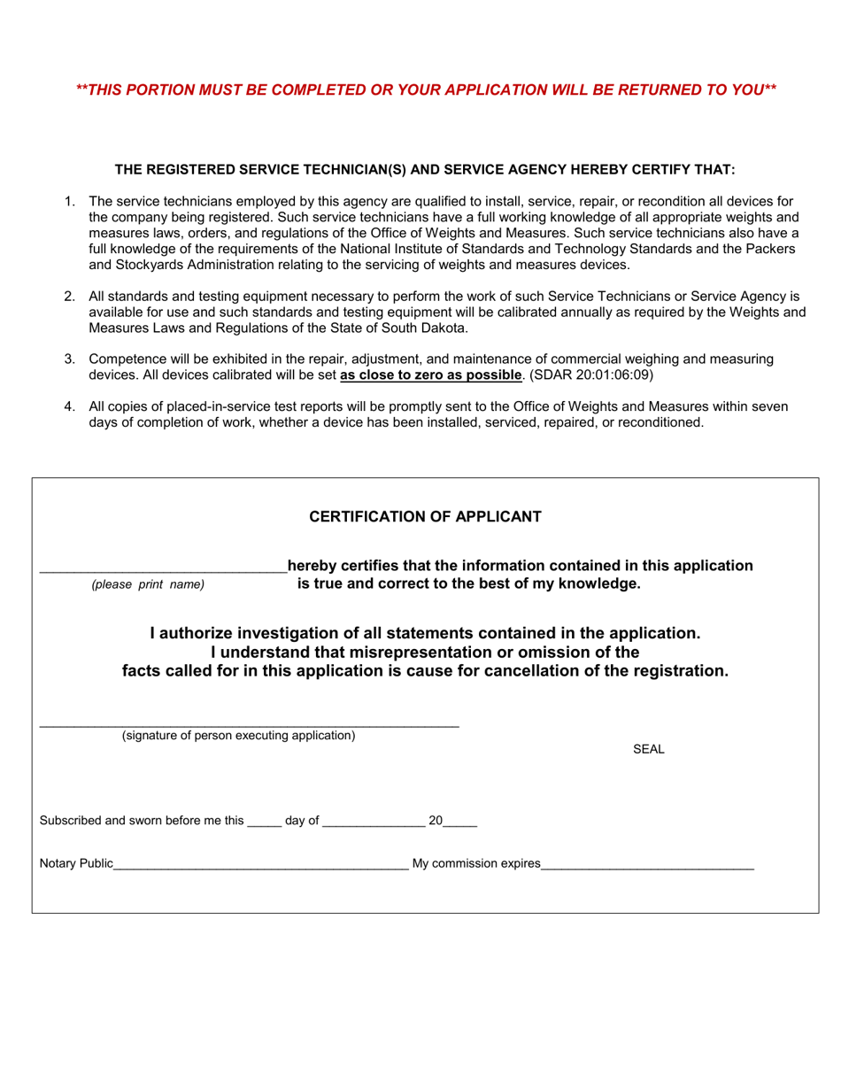 Application for Voluntary Registration - South Dakota, Page 3