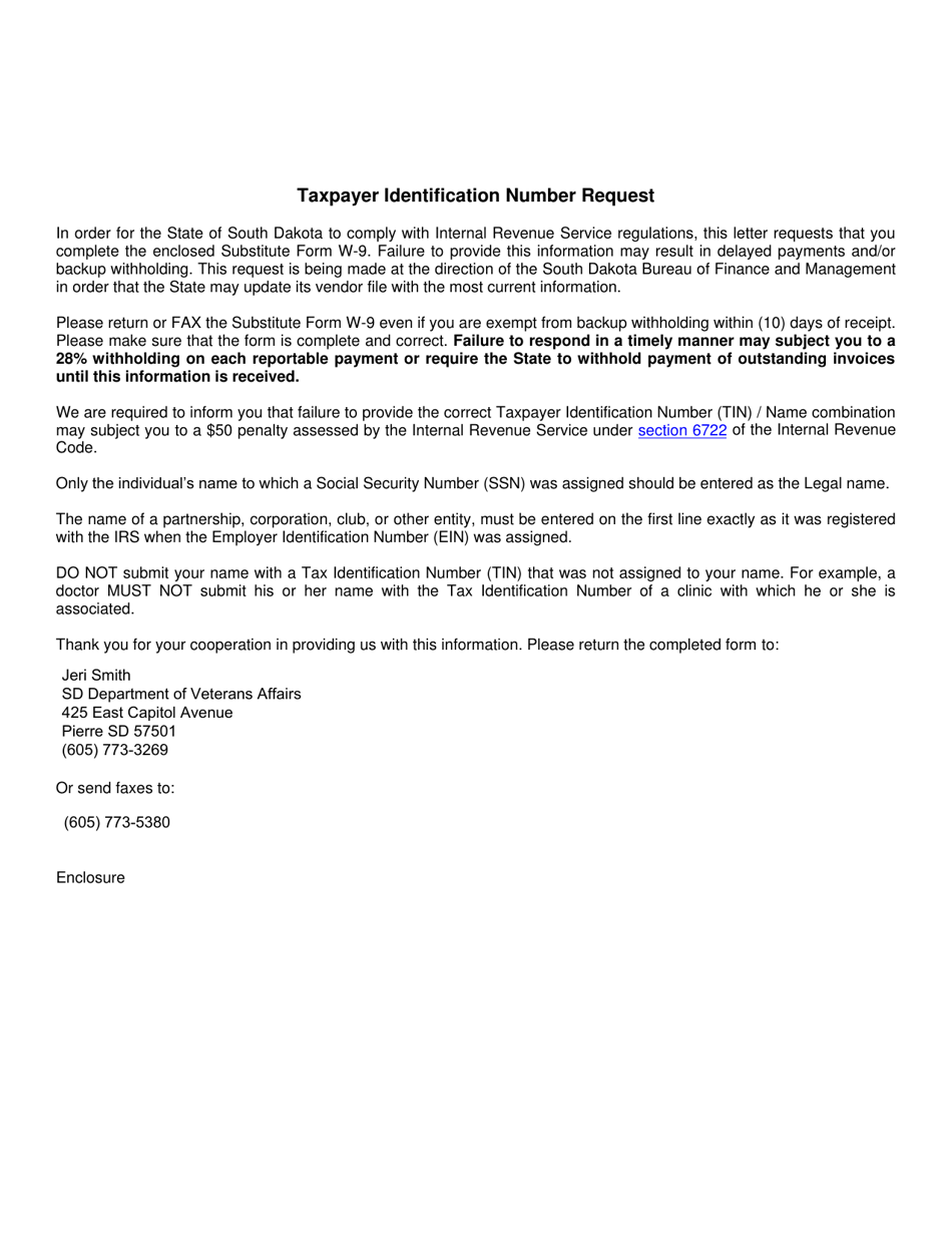 Form W-9 Taxpayer Identification Number (Tin) Verification - South Dakota, Page 4