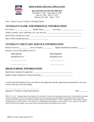 SDDVA Form 14 &quot;High School Diploma Application&quot; - South Dakota