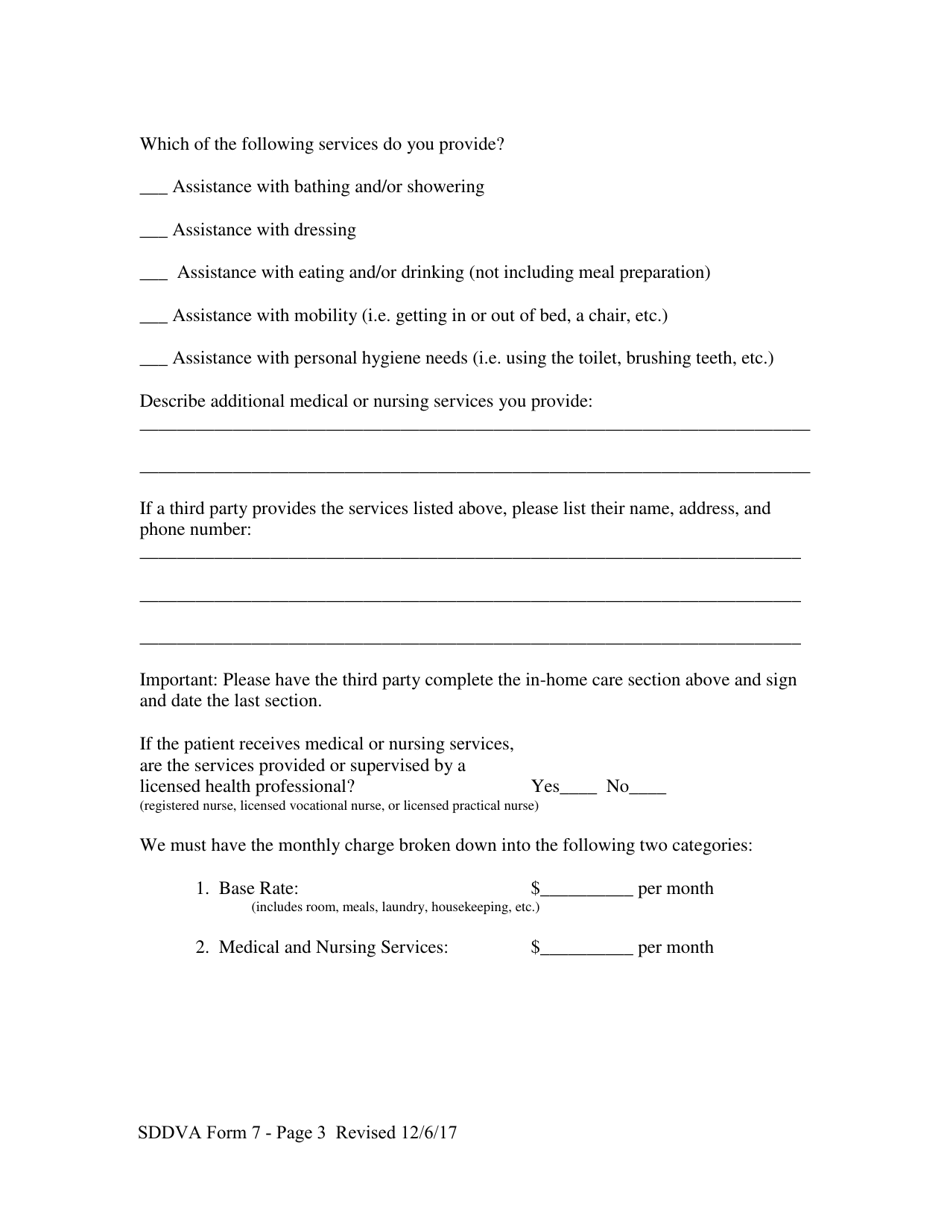 SDDVA Form 7 Care Expense Statement - South Dakota, Page 3