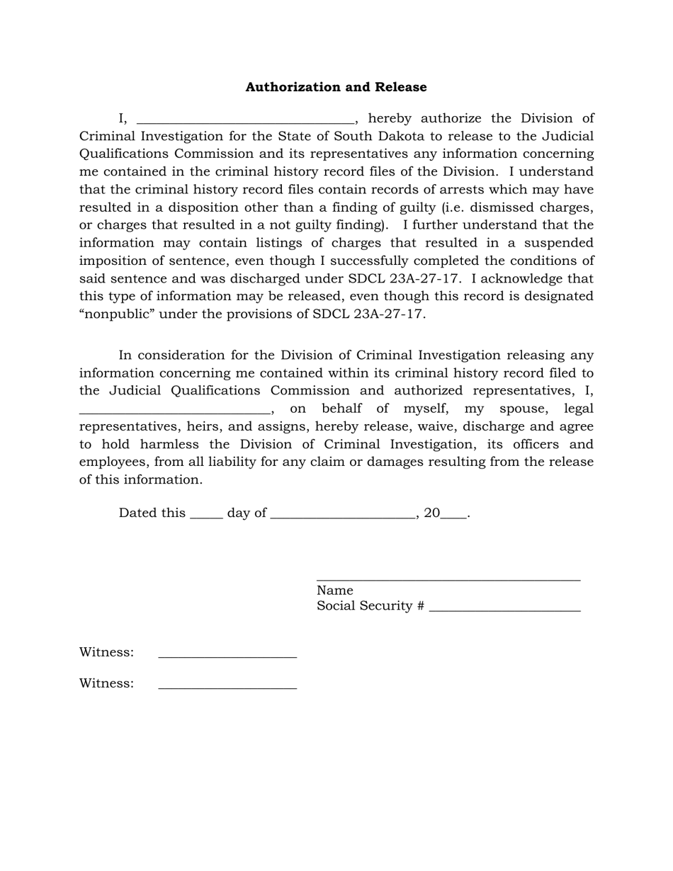 South Dakota Judicial Application Personal Data Questionnaire Download