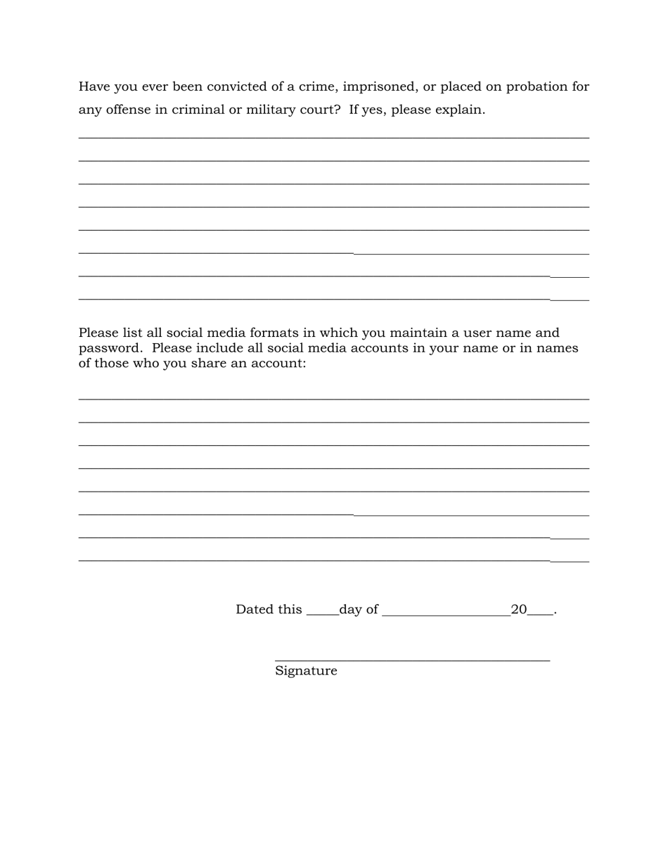 South Dakota Judicial Application Personal Data Questionnaire Download
