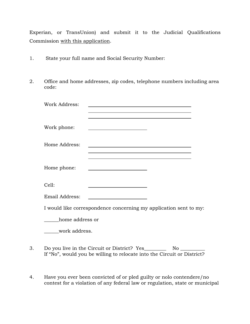 Judicial Application Personal Data Questionnaire - South Dakota, Page 2