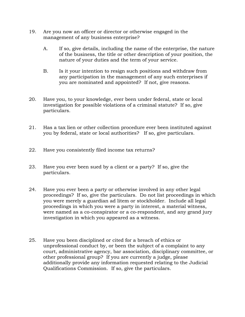 South Dakota Judicial Application Personal Data Questionnaire Download