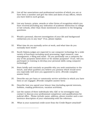 Judicial Application Personal Data Questionnaire - South Dakota, Page 8