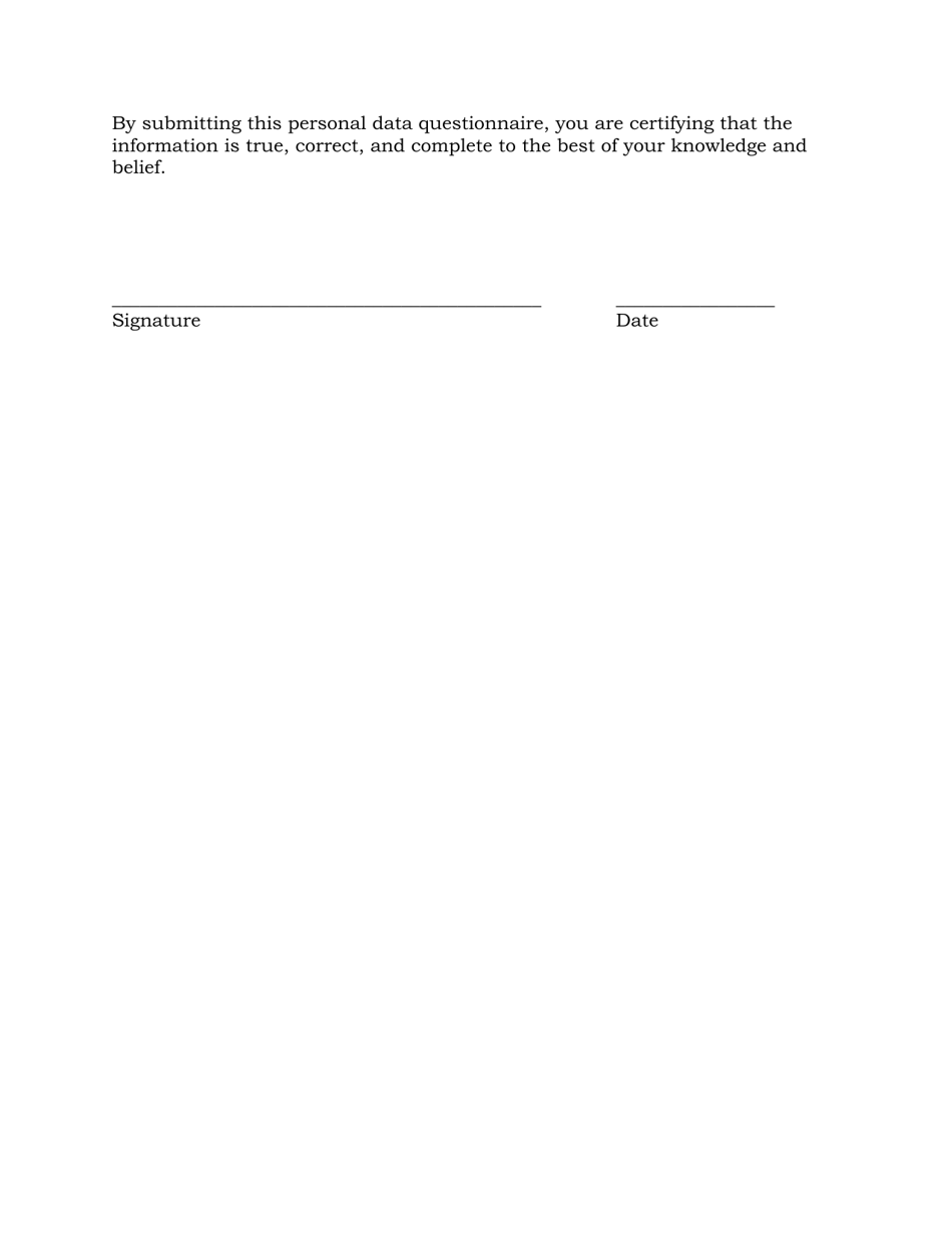 South Dakota Judicial Application Personal Data Questionnaire Download