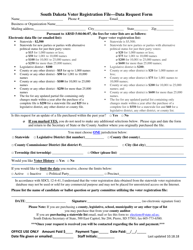 Document preview: South Dakota Voter Registration File - Data Request Form - South Dakota