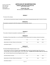 Document preview: Articles of Incorporation - Domestic Business Corporation - South Dakota