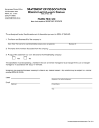 Document preview: Statement of Dissociation - Domestic Limited Liability Company - South Dakota