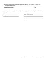Application for Certificate of Authority - Foreign Limited Liability Company - South Dakota, Page 2