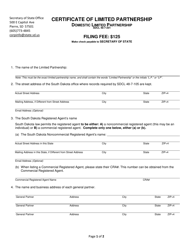 Certificate of Limited Partnership - Domestic Limited Partnership - South Dakota
