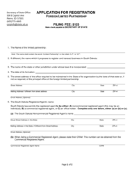 Document preview: Application for Registration - Foreign Limited Partnership - South Dakota