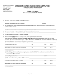 Document preview: Application for Amended Registration - Foreign Limited Partnership - South Dakota