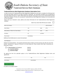 Trademark/Service Mark Registration Database Subscription Form - South Dakota, Page 3