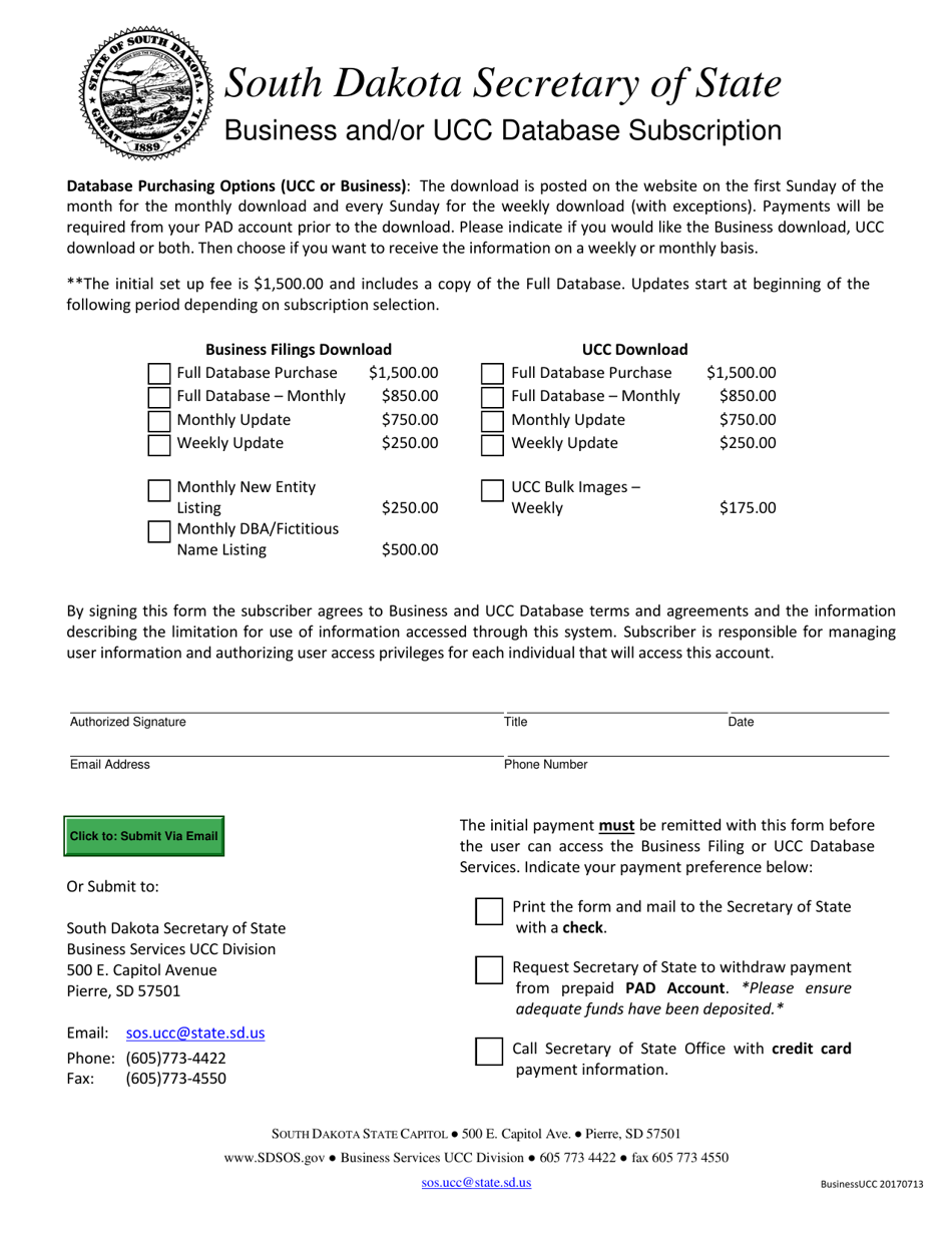 Business and / or Ucc Database Subscription - South Dakota, Page 4