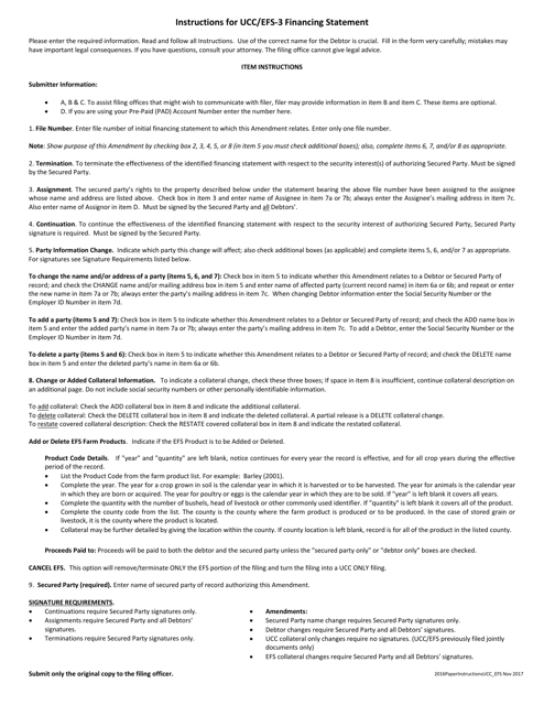 Instructions for Form EFS-3, UCC-3 Financing Statement - South Dakota