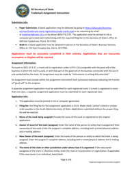 Document preview: Instructions for Trademark Registration Assignment Application - South Dakota