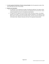 Trademark Registration Assignment Application - South Dakota, Page 2