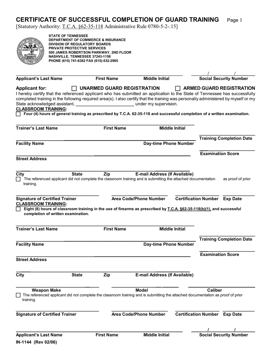 Form IN-1144 - Fill Out, Sign Online and Download Printable PDF ...