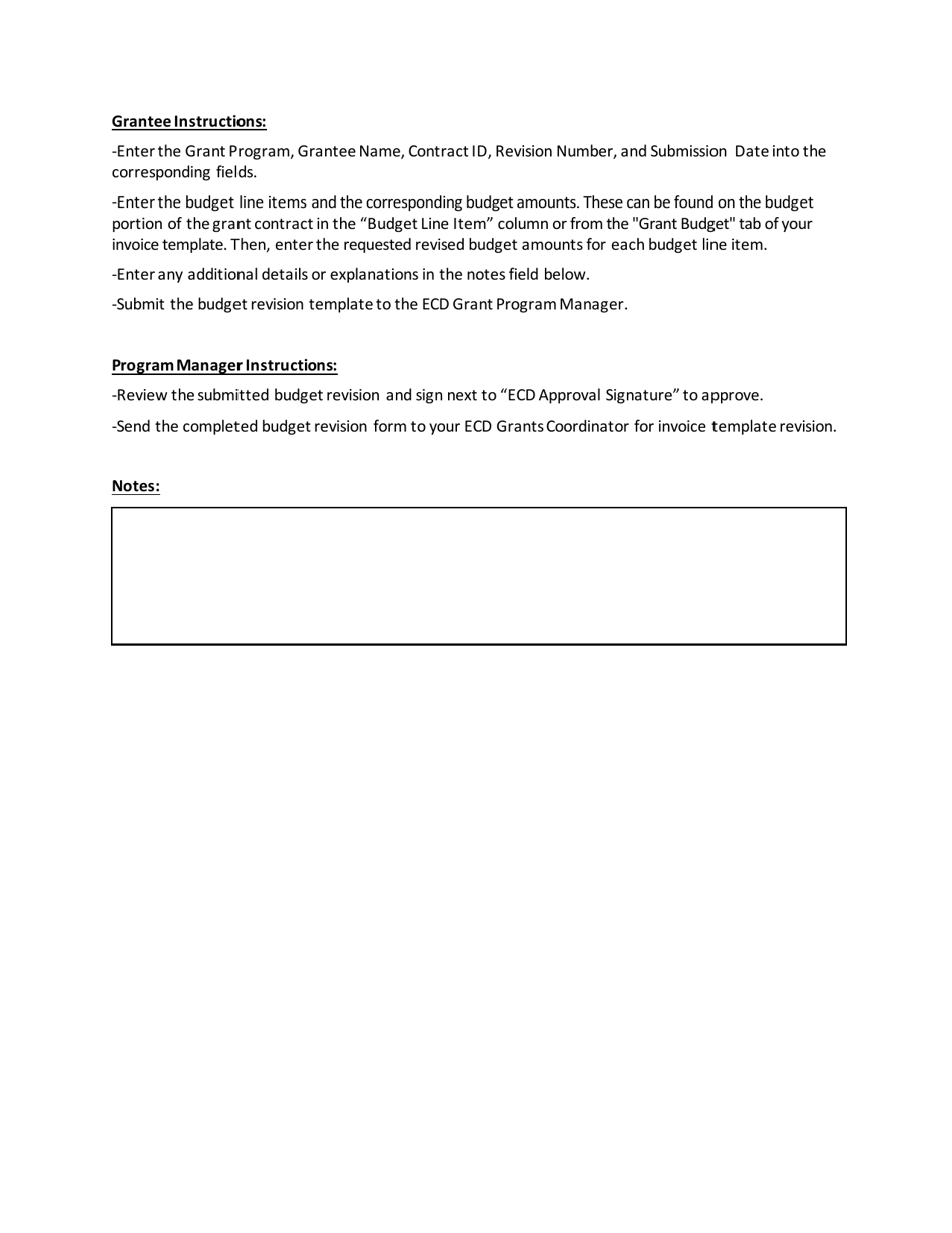Budget Revision Form - Tennessee, Page 1