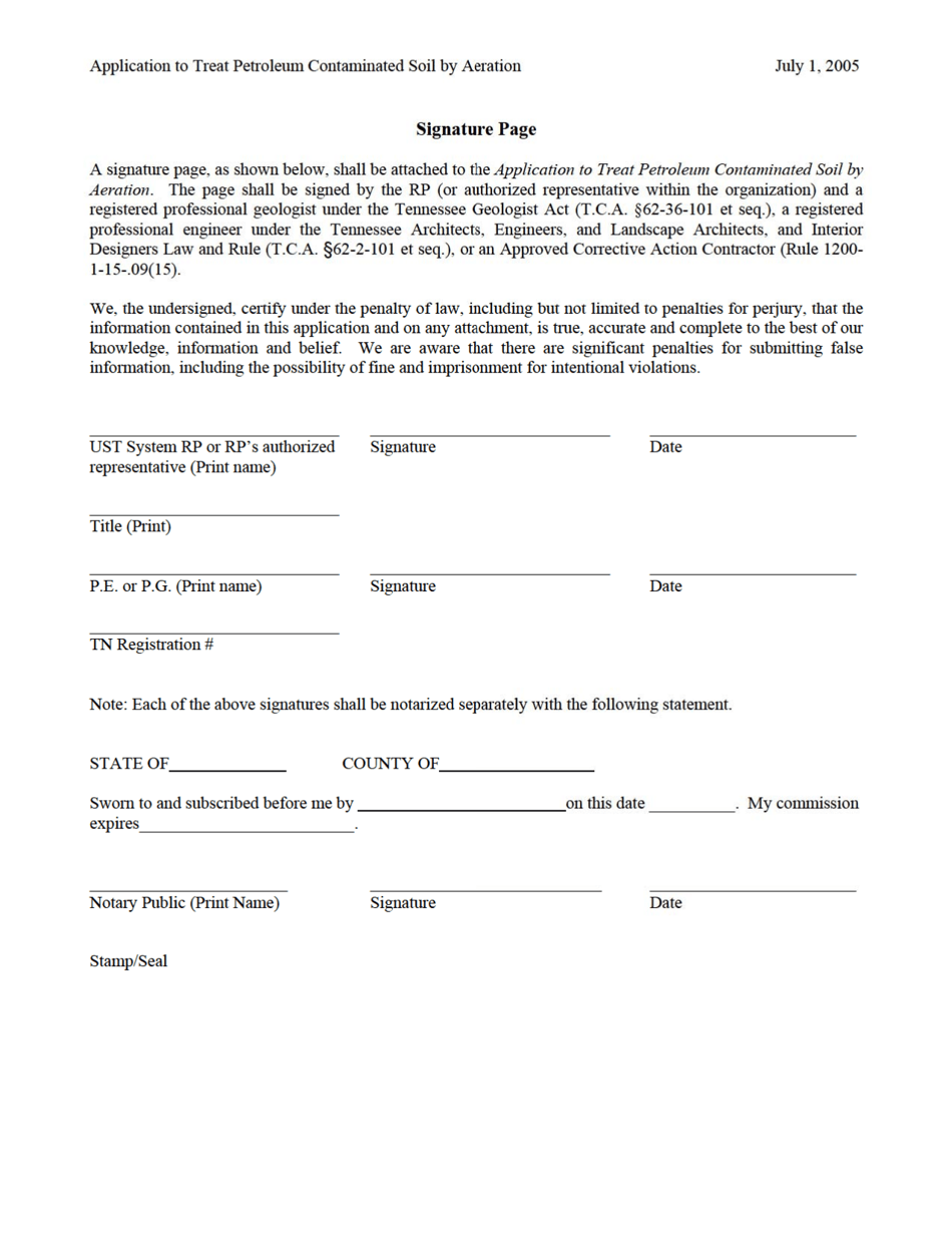 Application to Treat Petroleum Contaminated Soil by Aeration - Tennessee, Page 6