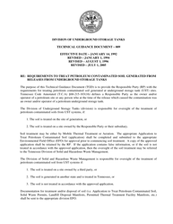 Form 009 &quot;Requirements to Treat Petroleum Contaminated Soil Generated From Releases From Undergroung Storage Tanks&quot; - Tennessee
