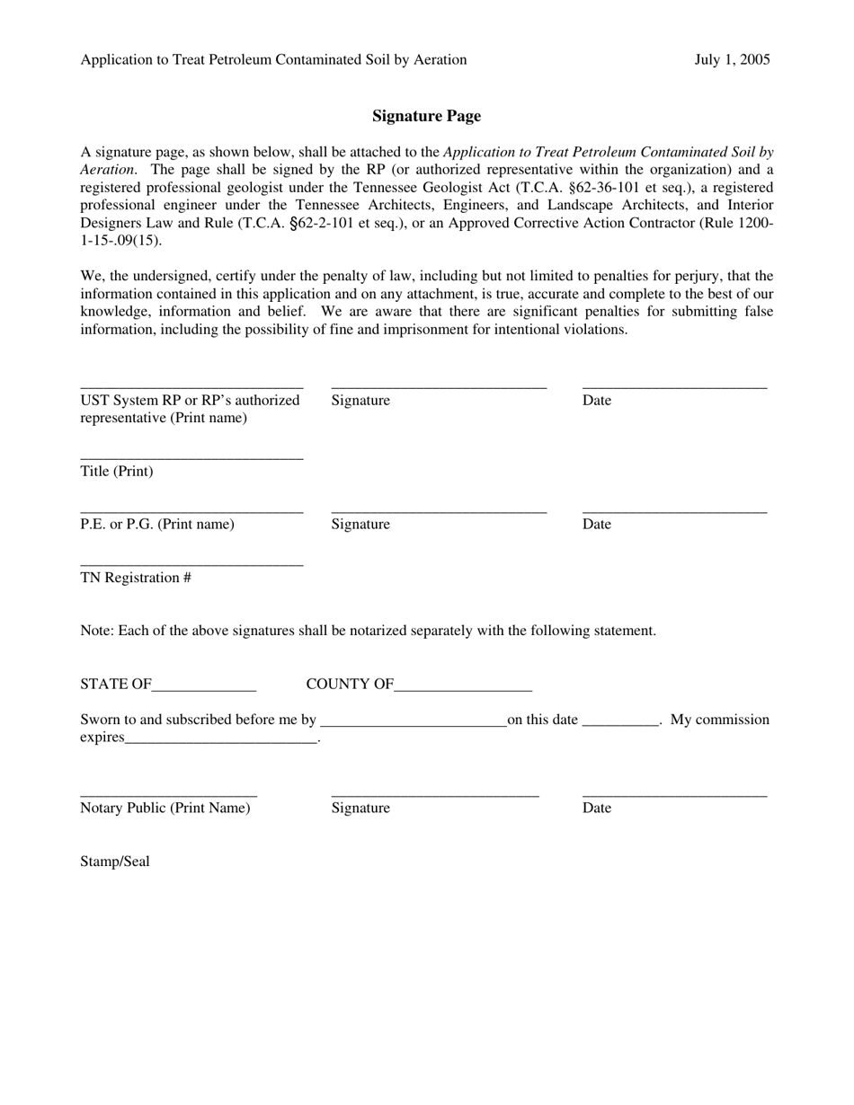 Form 009 Requirements to Treat Petroleum Contaminated Soil Generated From Releases From Undergroung Storage Tanks - Tennessee, Page 12