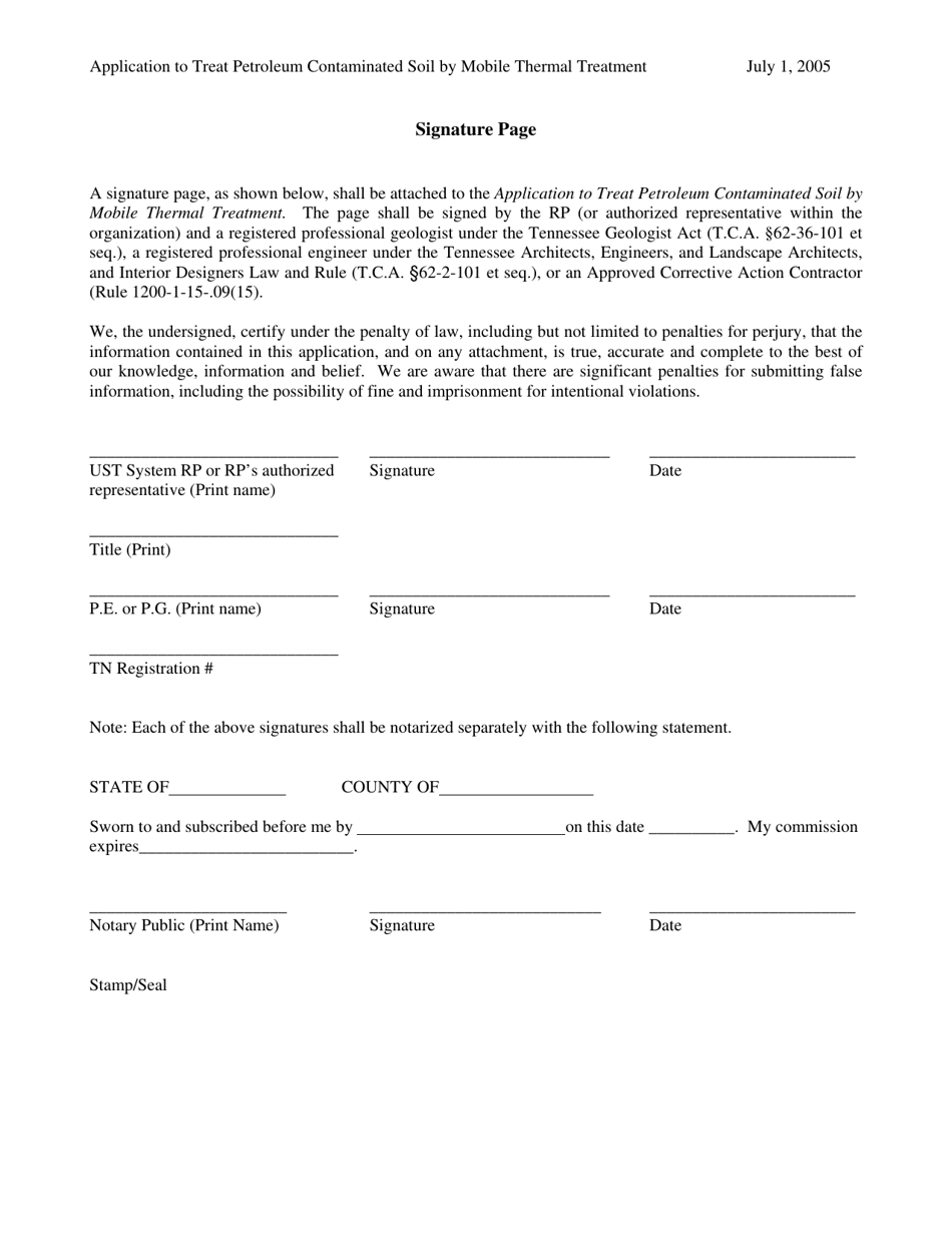 Form 009 Requirements to Treat Petroleum Contaminated Soil Generated From Releases From Undergroung Storage Tanks - Tennessee, Page 6