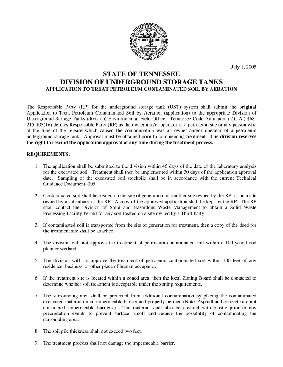 Form 009 Requirements to Treat Petroleum Contaminated Soil Generated From Releases From Undergroung Storage Tanks - Tennessee, Page 7