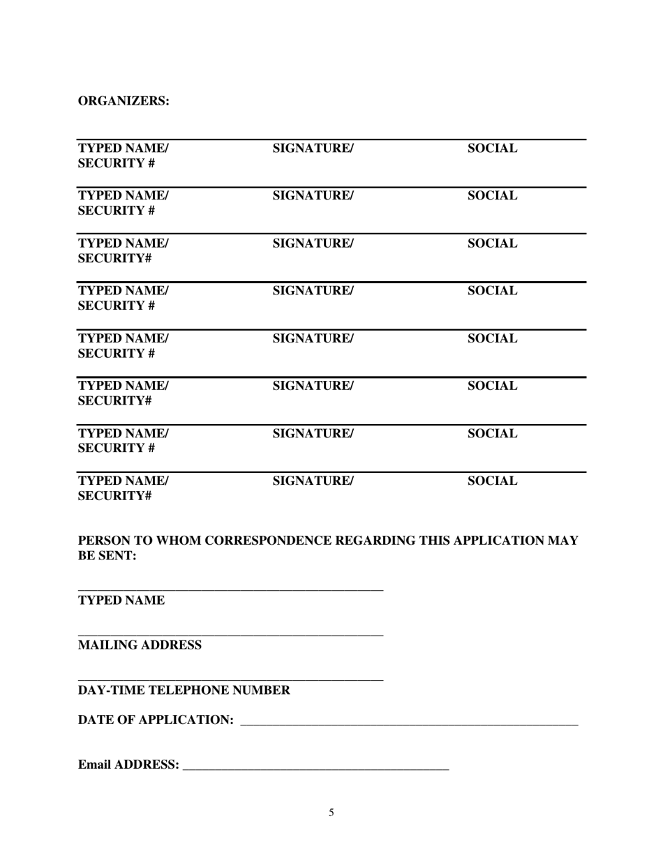 Application to Form a State-Chartered Credit Union - Tennessee, Page 5