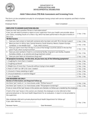 Document preview: Form DIDD-6009 Adult Tuberculosis (Tb) Risk Assessment and Screening Form - Tennessee
