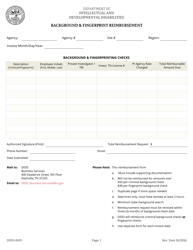 Document preview: Form DIDD-0470 Background & Fingerprint Reimbursement - Tennessee