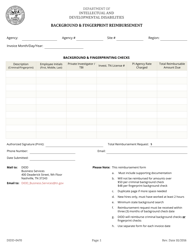 Form DIDD-0470 Background &amp; Fingerprint Reimbursement - Tennessee