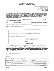 Form SF-1282 Request for Record - Individual Authorization - Tennessee, Page 2
