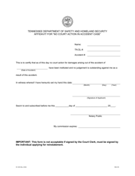 Form SF-1292 Affidavit for &quot;no Court Action in Accident Case&quot; - Tennessee, Page 2