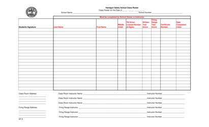 Tennessee Handgun Safety School Class Roster - Fill Out, Sign Online ...