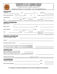 Document preview: Application for D.a.r.e. Parenting Training - Tennessee