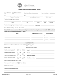 Form CR-3825 Transitional Housing Incident Report - Tennessee