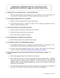 Life and Health Third Party Administrators (&quot;tpa&quot;) Licensing Packet - Tennessee, Page 2